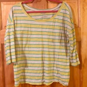 Boatneck stripped 3/4 sleeve top